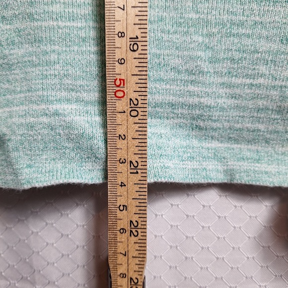 J. CREW Space-Dyed Wide V-Neck Henley Sweater Sz L Sea Green Preppy Academia EUC - Picture 7 of 7